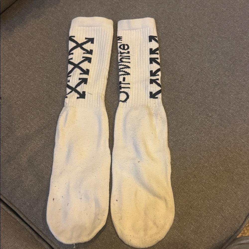 Off-White authentic Crew Socks with Black Logo Arrows. used but still life left.